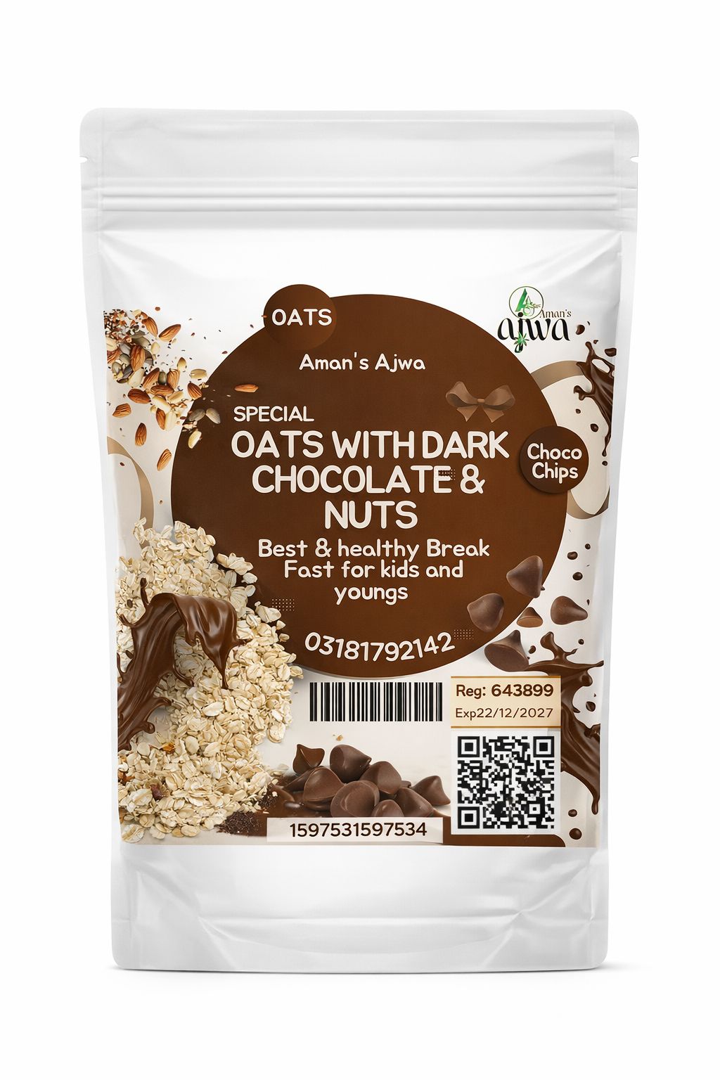 Oats with Dark Chocolate and Nuts